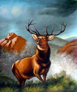 251x300 Oil Paintings Frames - Reindeer Painting