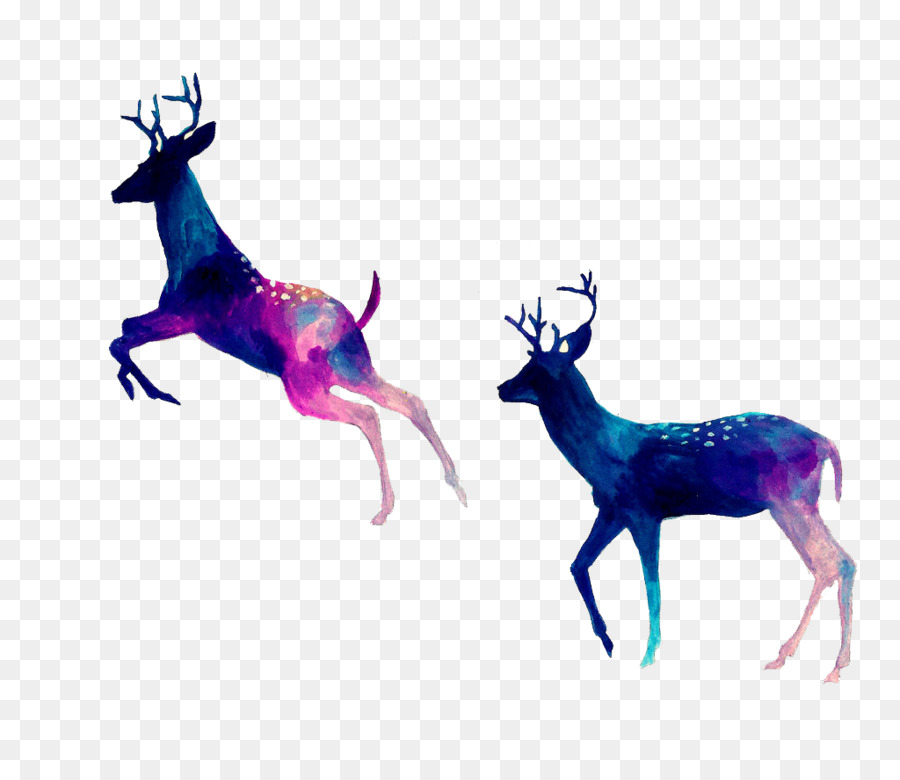 900x780 Reindeer Drawing Watercolor Painting - Reindeer Painting