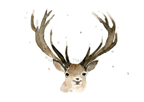 570x403 Reindeer Print Deer Art Reindeer Art Print Christmas Art - Reindeer Painting