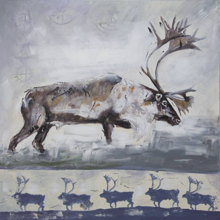770x771 Saatchi Art Reindeer Painting By Martin - Reindeer Painting