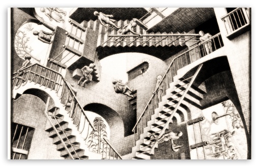 510x330 Relativity By M. C. Escher 4k Hd Desktop Wallpaper For 4k Ultra - Relativity Painting
