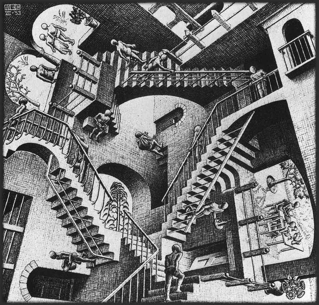 1024x978 Visualistic M.c Escher - Relativity Painting