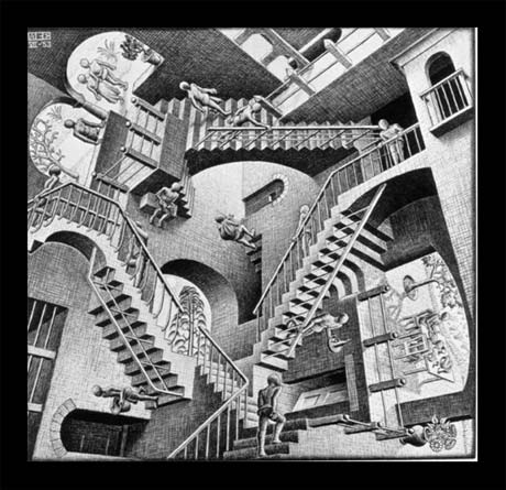 460x445 Hella Heaven Escher - Relativity Painting