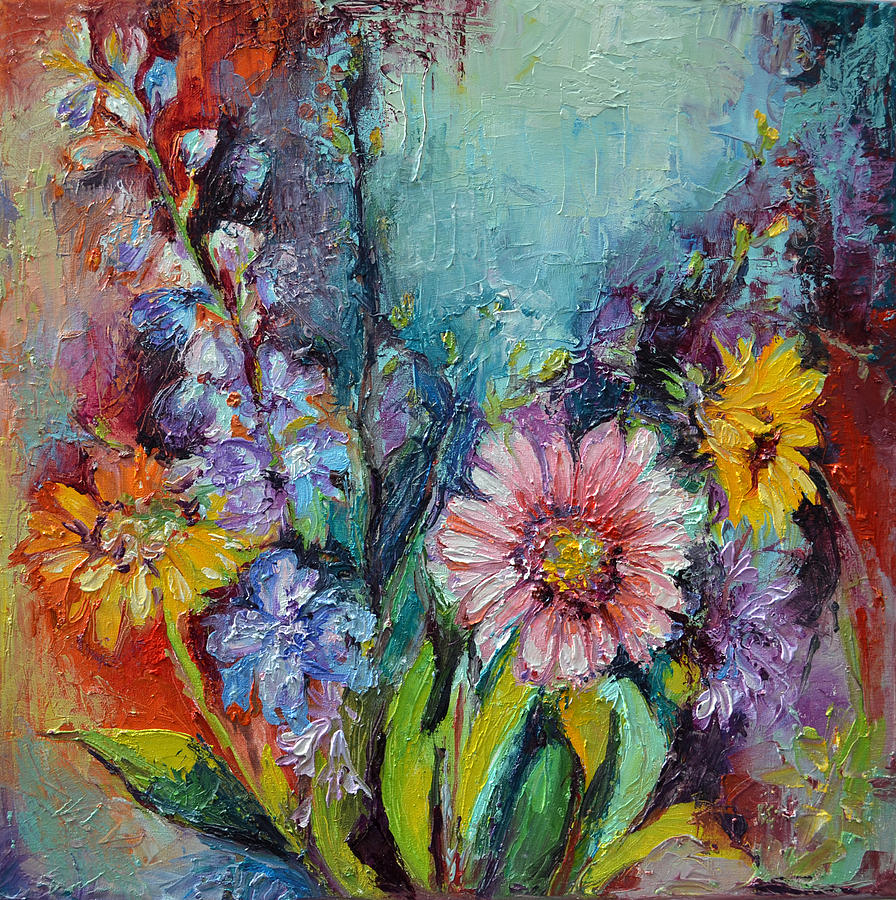 896x900 Spring Flowers - Relief Painting