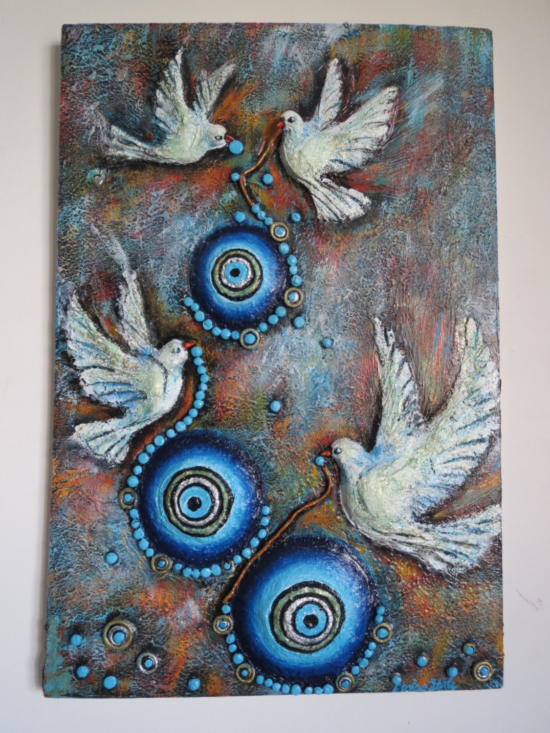 1125x1500 Birds With Beads - Relief Painting