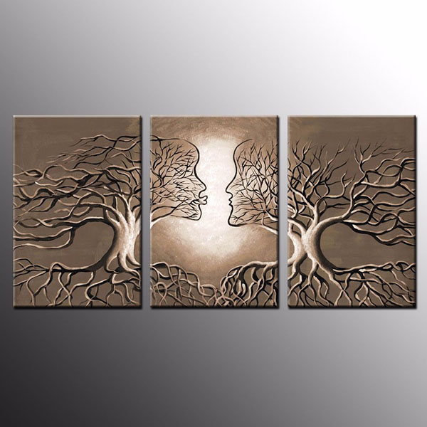 600x600 Modern Canvas Prints Art Grey Tree Painting Canvas Wall Art Print - Relief Painting On Canvas