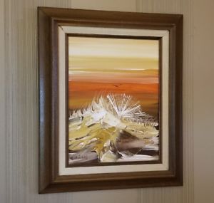 300x285 Original Signed Mid Century Oil Relief Painting On Canvas - Relief Painting On Canvas