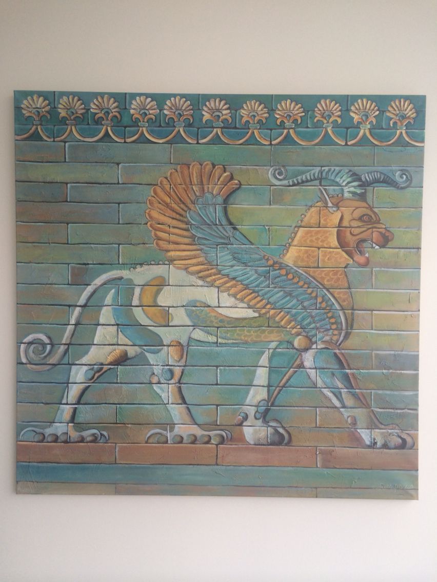 852x1136 Persepolis Relief Painting On Canvas By Soudabeh Majidi - Relief Painting On Canvas