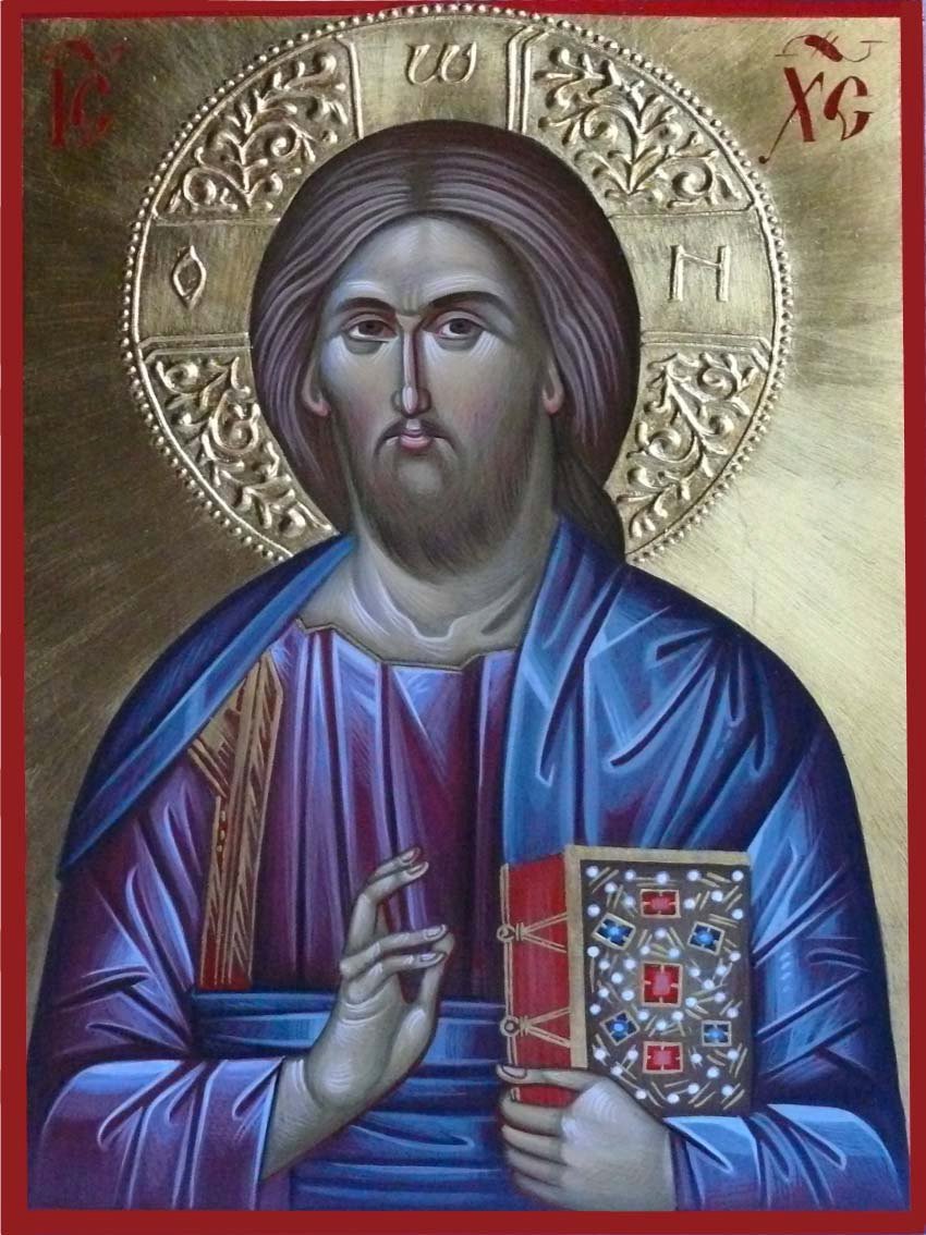 850x1134 Jesus Christ, Orthodox Icon, Hand Painted, Byzantine Art, Greek - Religious Icon Painting