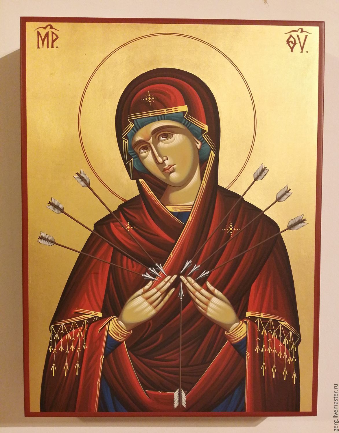1172x1500 Orthodox Byzantine Icon Our Lady Mary Of Sorrows Eptaspathi Seven - Religious Icon Painting