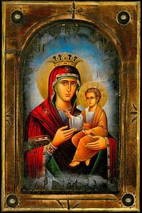 200x300 Handmade Wooden Greek Orthodox Icon Painting Canvas Virgin Mary - Religious Icon Painting