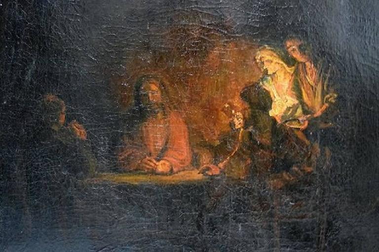 768x511 Frans Henriques, After Rembrandt Van Rijn, Jesus In Emmaus, Oil - Rembrandt Emmaus Painting