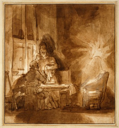 397x428 The Supper - Rembrandt Emmaus Painting