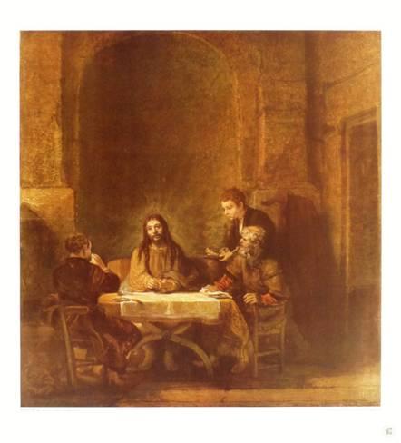 442x488 Christ And The Disciples - Rembrandt Emmaus Painting