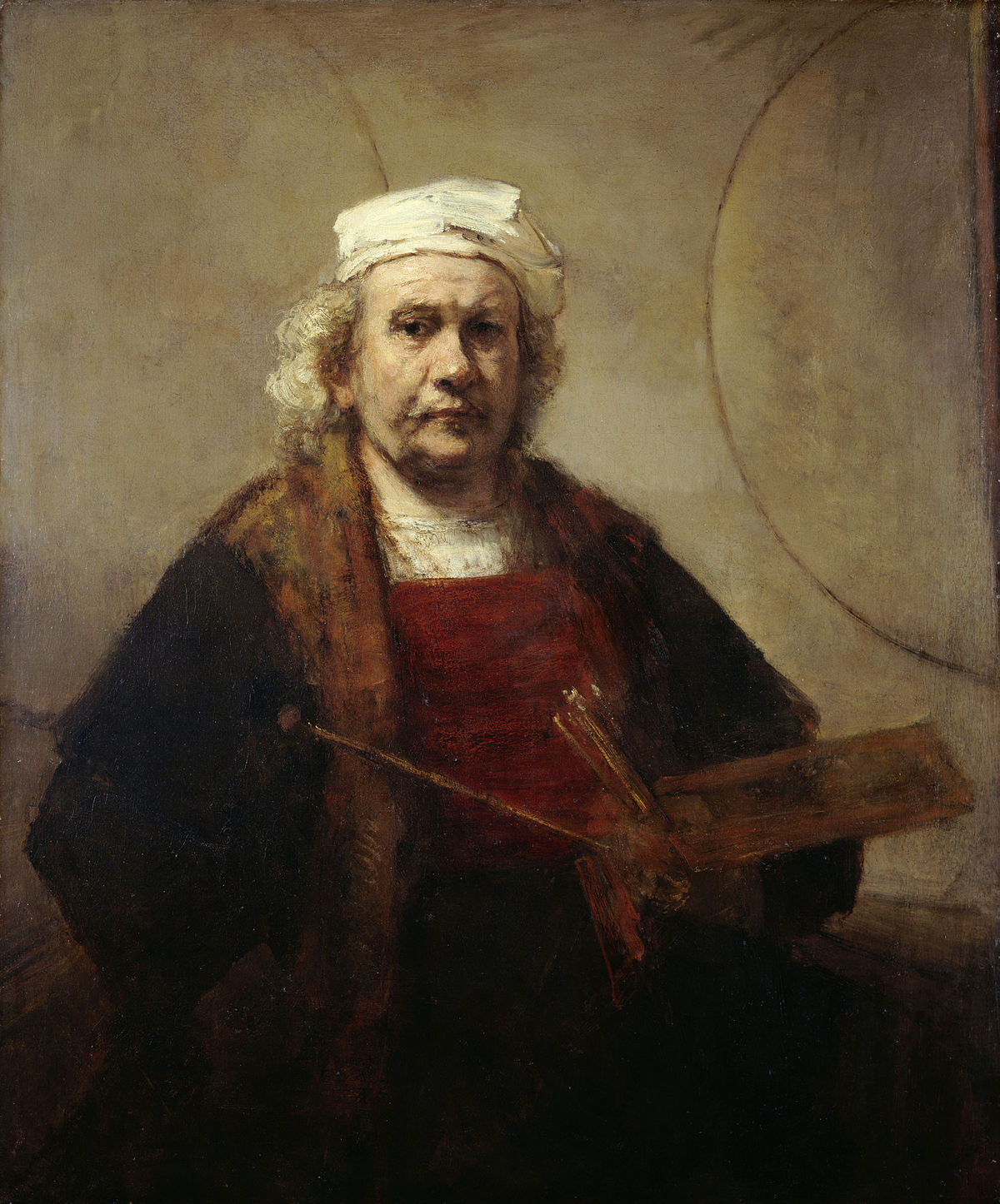 1200x1446 Self Portrait With Two Circles - Rembrandt Lighting Painting