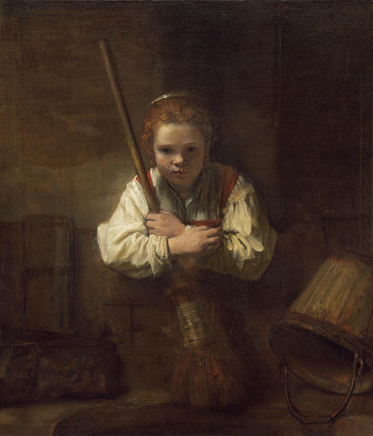 769x900 A Girl With A Broom Painting By Rembrandt - Rembrandt Painting