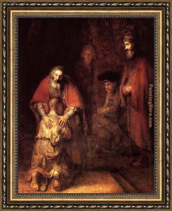 570x698 Rembrandt The Return Of The Prodigal Son Framed Painting For Sale - Rembrandt Prodigal Son Painting