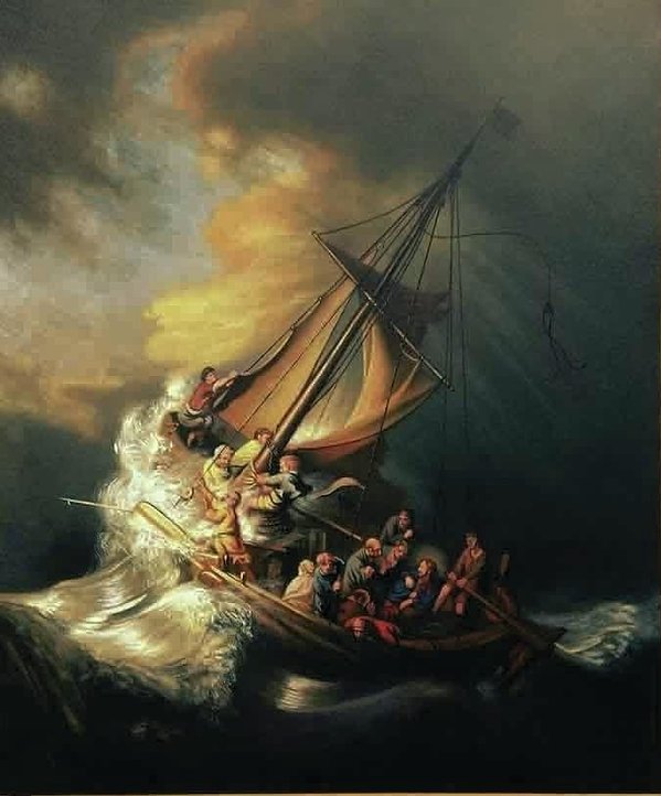 599x722 The Storm On The Sea Of Galilee 1633 By Rembrandt Art Print By - Rembrandt Ship Painting