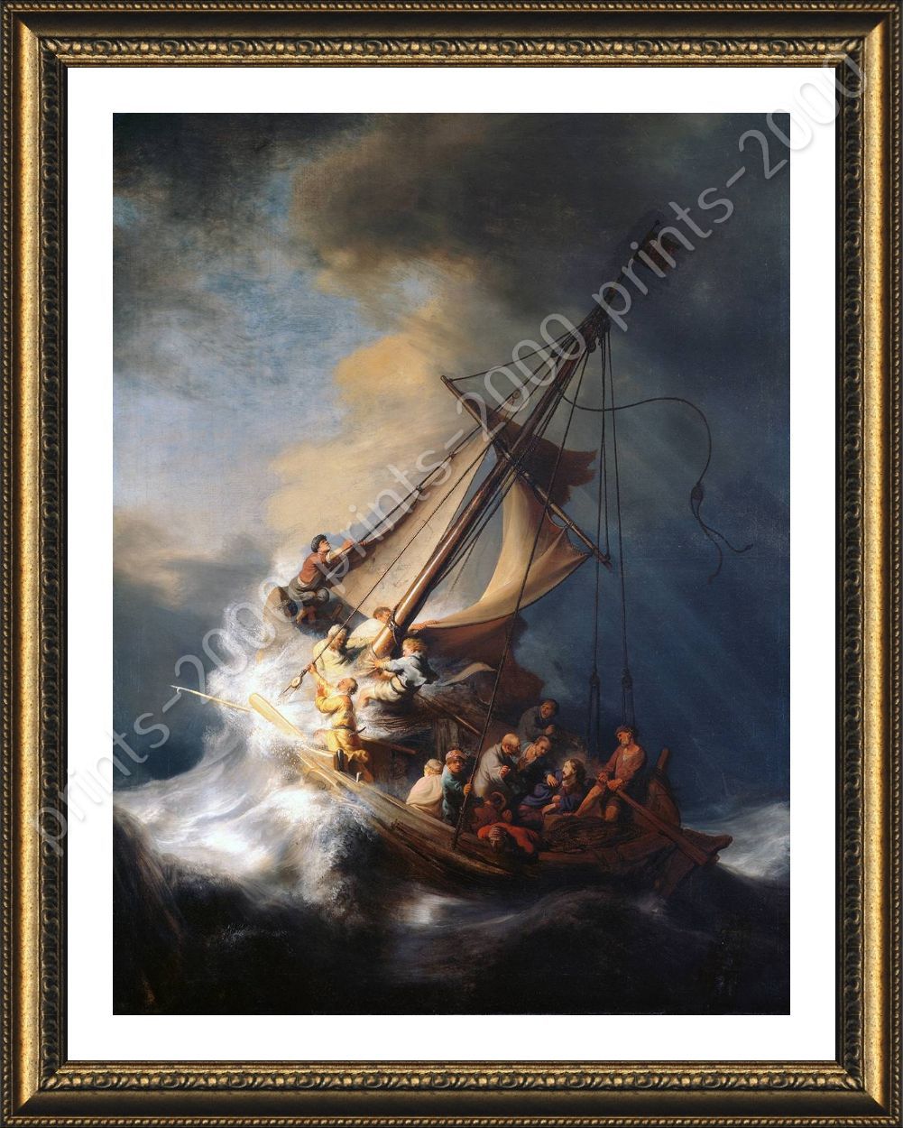 1001x1250 Framed Poster Christ In The Storm Sea Of Galilee Rembrandt Framed - Rembrandt Ship Painting