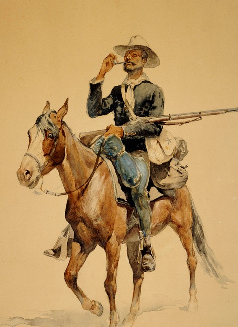 474x650 Mounted Infantryman - Remington Horse Painting
