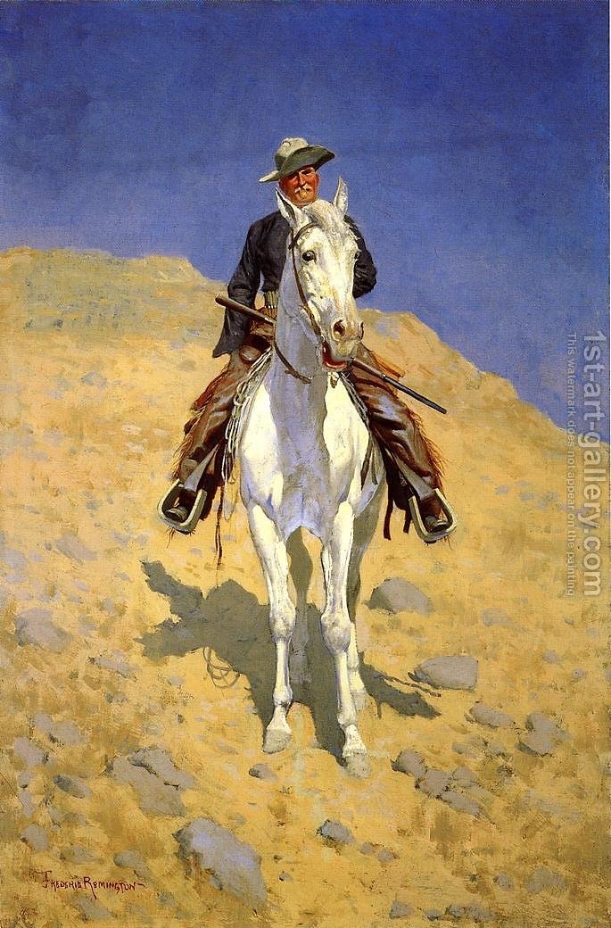685x1040 Self Portrait On A Horse Frederic Remington Reproduction 1st Art - Remington Horse Painting