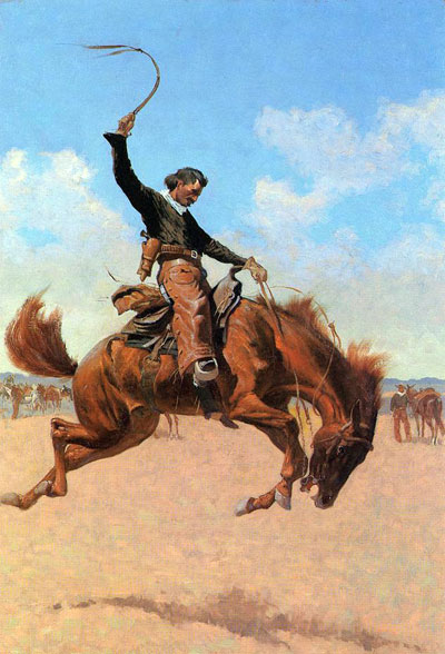 400x588 Bronco Buster - Remington Horse Painting