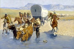 300x200 The Emigrants Painting By Frederic Remington Art Reproduction Ebay - Remington Painting