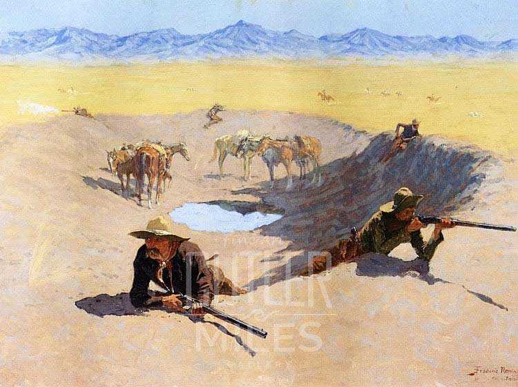 750x561 Fight For The Water Hole By Frederic Remington Art Reproduction - Remington Painting