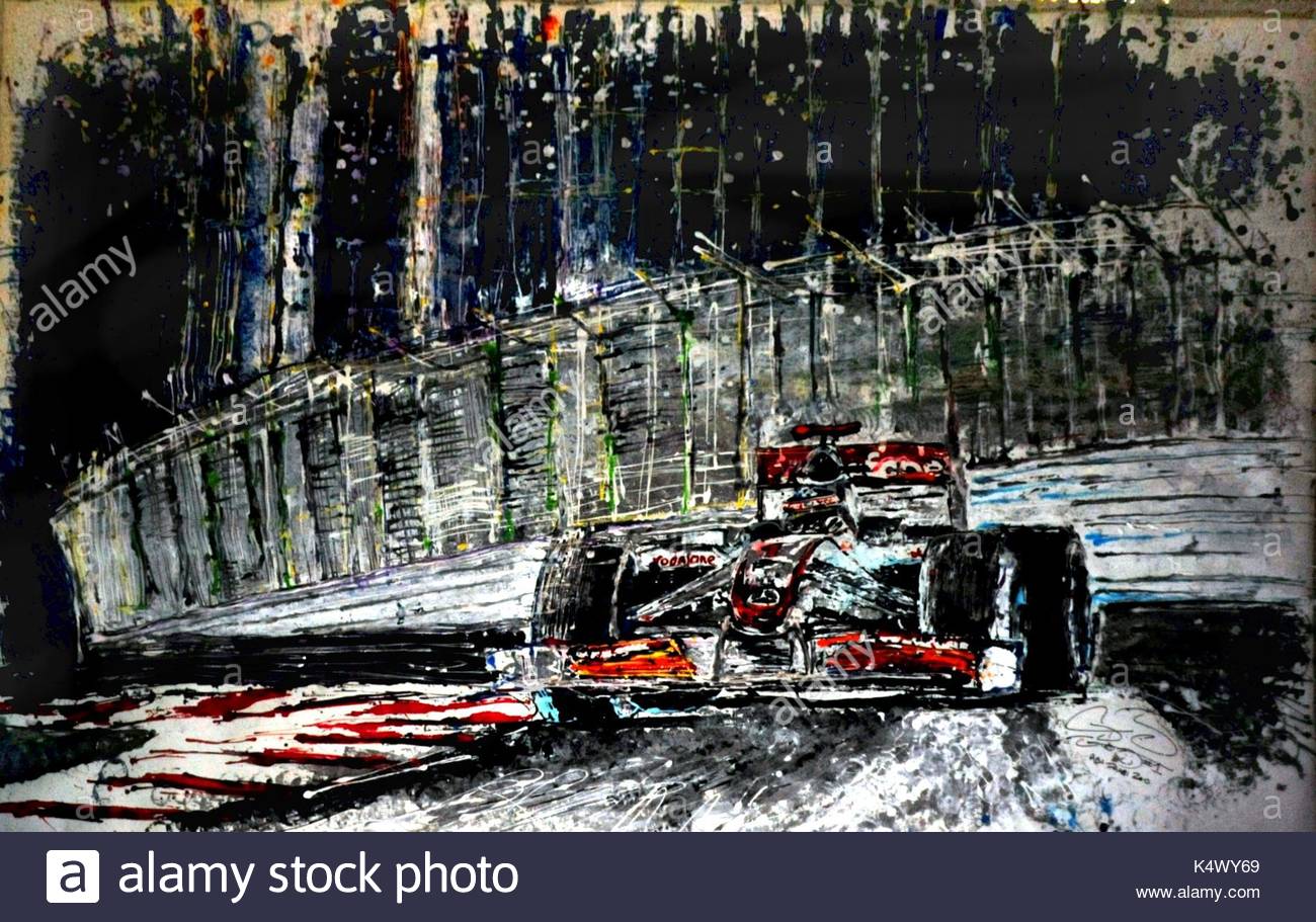 1300x911 Ian Cook Painting. F1 Driver Jensen Button Meets Remote Controlled - Remote Control Car Painting