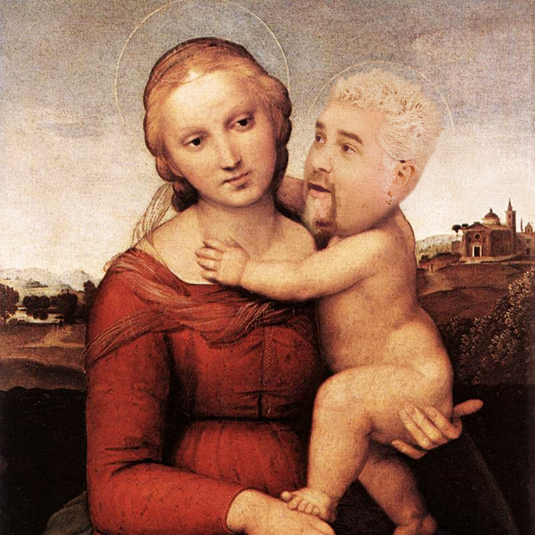 768x768 These Paintings Of Guy Fieri As A Renaissance Baby Will Blow Your Mind - Renaissance Baby Painting