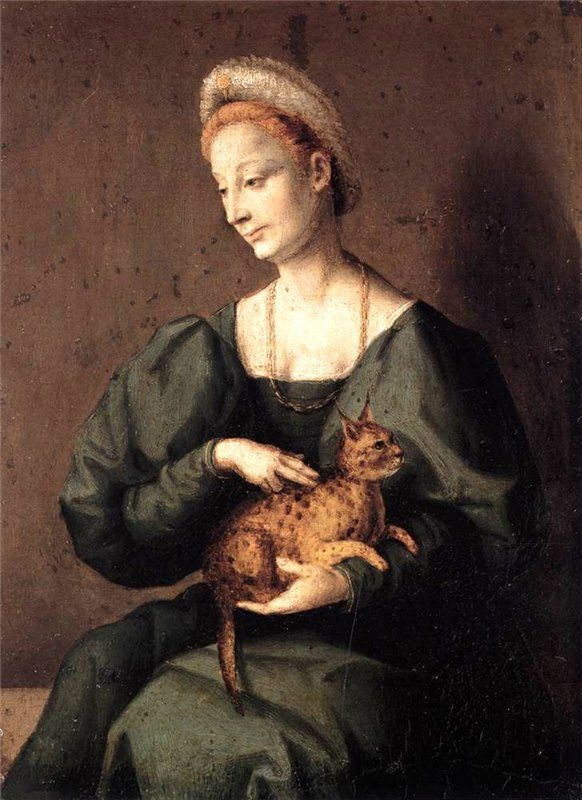 582x800 Iria Renaissance, Cat And Art Women - Renaissance Cat Painting
