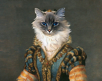 340x270 Princess Anne Of Austria Nala Cat Custom Pet Portraits - Renaissance Cat Painting