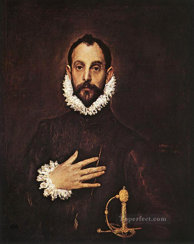 676x850 The Knight With His Hand On His Breast 1577 Mannerism Spanish - Renaissance Knight Painting