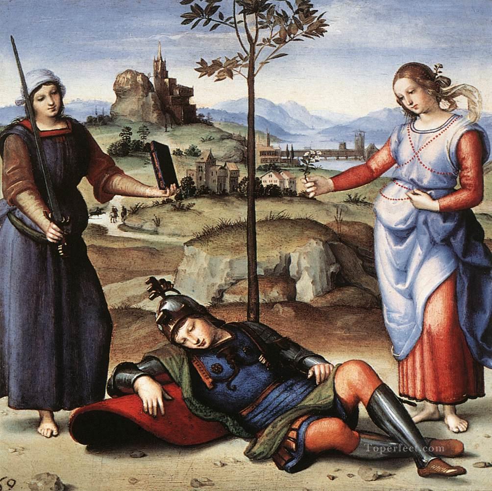 1004x1002 Allegory The Knights Dream Renaissance Master Raphael Painting - Renaissance Knight Painting