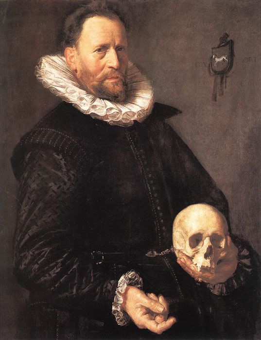 537x700 Portrait Of A Man Holding A Skull, C.1611 Paintings - Renaissance Man Painting