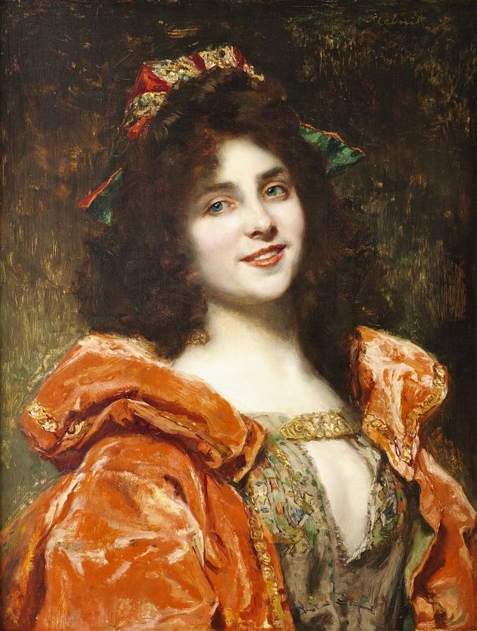 680x900 Woman In Renaissance Dress Painting By Camillo Melnik - Renaissance Woman Painting