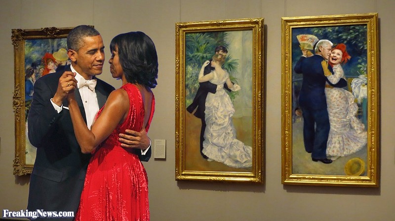 800x449 Barack Obama And Michelle Dancing In Front Of Renoir Paintings - Renoir Dance Painting