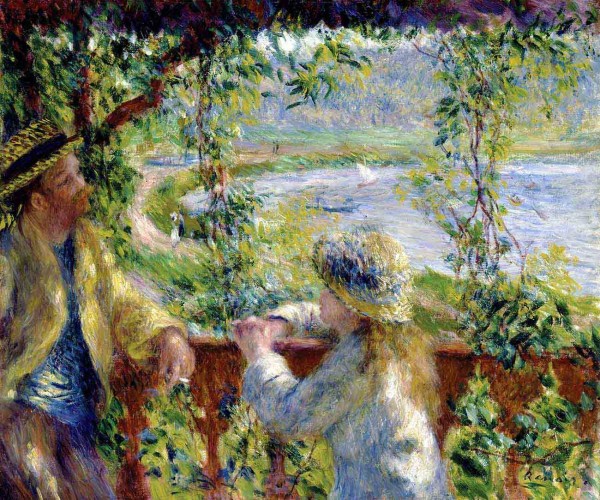 600x500 By The Water Near The Lake - Renoir Painting