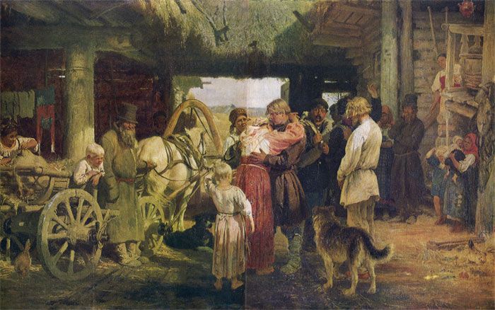 700x438 Going To Serve, 1879 Oil Painting Reproductions - Repin Painting