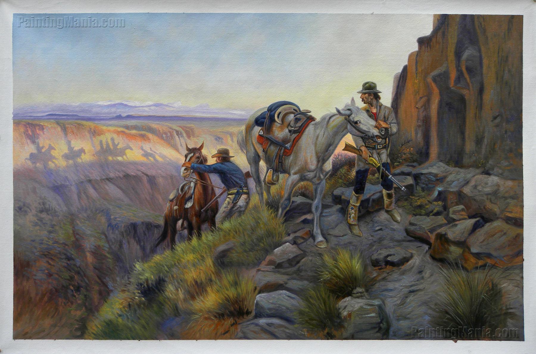 1800x1188 When Shadows Hint Death Charles Russell Oil Painting Replica - Replica Painting