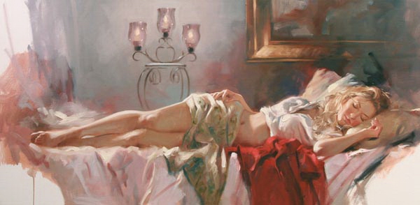 600x294 Richard Johnson Art Golden Repose Richard Johnson Original Painting - Repose Painting