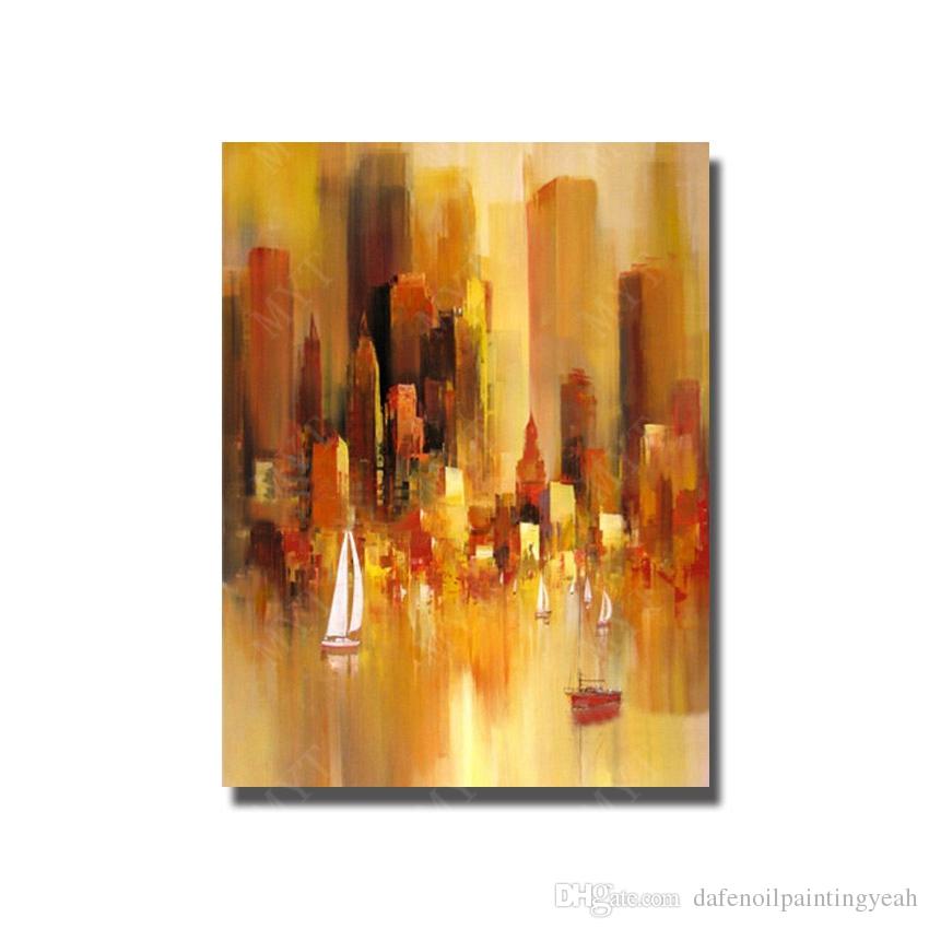 850x850 Modern Abstract Cityview Oil Painting On Canvas For Living Room - Reproduction Oil Painting On Canvas