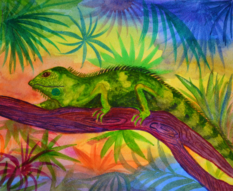 800x655 Lesson 1. Lizards Painting With Olga - Reptile Painting