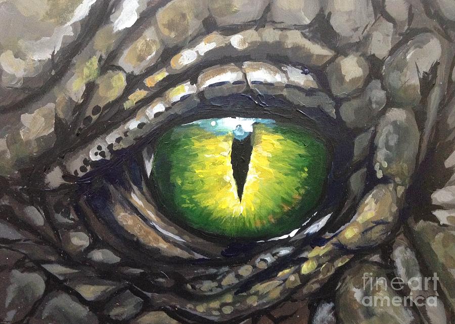 900x642 Reptile Eye Painting By June Huff - Reptile Painting