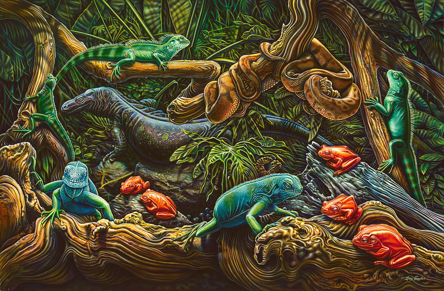 900x590 Reptile Study Painting By Jq Licensing - Reptile Painting