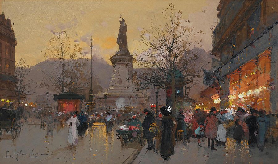 900x533 Republic Square Painting By Eugene Galien Laloue - Republic Painting