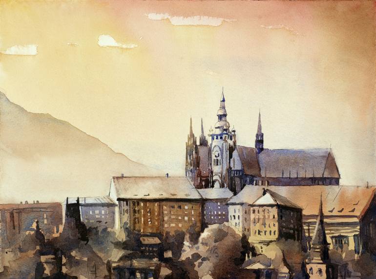770x572 Saatchi Art Watercolor Painting Of Castle - Republic Painting