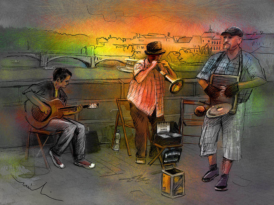 900x674 Street Musicians In Prague In The Czech Republic 03 Painting By - Republic Painting