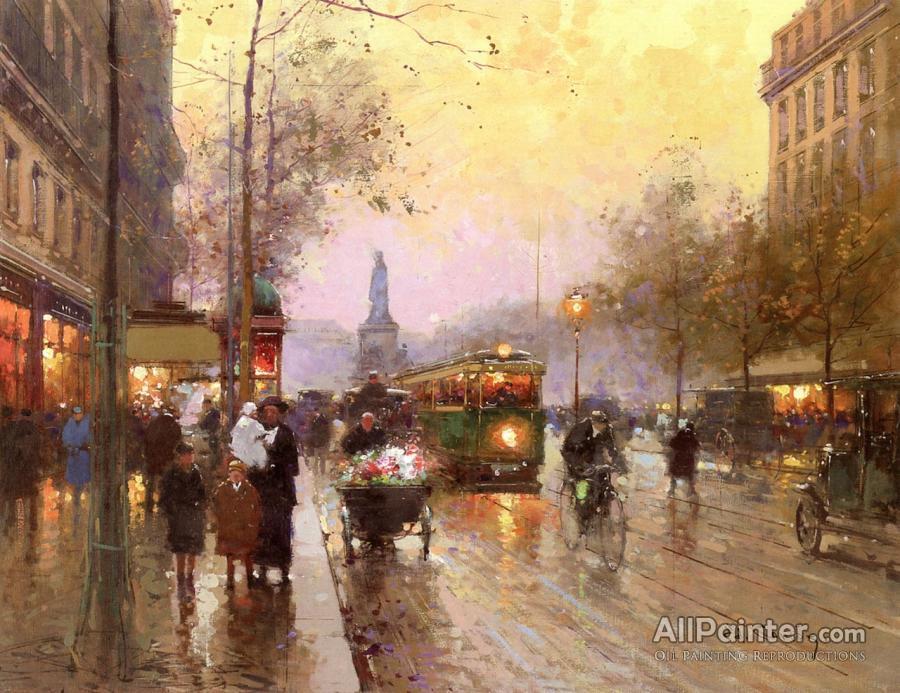 900x693 Edouard Cortes Place De La Republic Oil Painting - Republic Painting