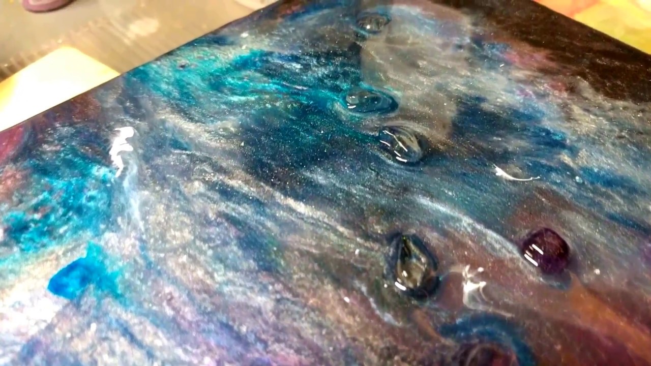 1280x720 Resin Painting On Black Canvas With Crystals Part 2 - Resin Painting